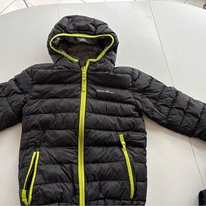 Eddie Bauer Kids Black and Neon Green Puffer Jacket